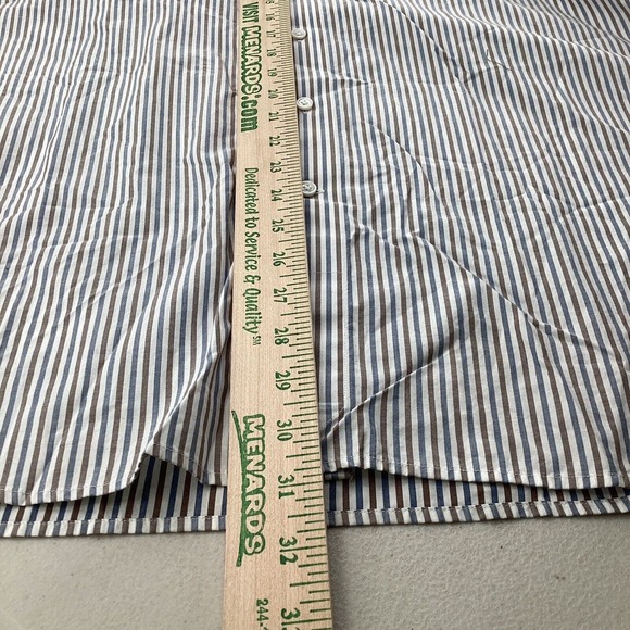 Peter Millar Dress Shirt Mens 2XL Blue Brown White Striped Button Up Flex Finish - Picture 7 of 7